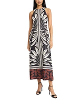 Donna Morgan Women's Halter Border-Print Maxi Dress