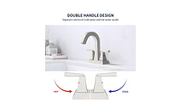 Slickblue Bathroom Sink Faucet Brushed Nickel, 2-Handle 4-Inch Center-Set Bathroom Sink Faucet