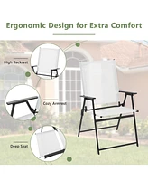Gymax Set of 4 Patio Portable Metal Folding Chairs Dining Chair Set White