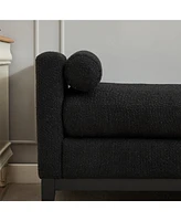 The Pop Home 66" Upholstered Bench, Boucle Ottoman for Bedroom, Living Room, or Entryway-The Pop Home