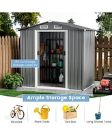 Gouun 6 x 4 Feet Galvanized Steel Storage Shed with Lockable Sliding Doors