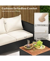 4 Pieces Outdoor Conversation Set with Storage Coffee Table