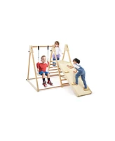 Gouun 5-in-1 Indoor Jungle Gym Foldable Climber Playset with Fun Slide and Adjustable Swing