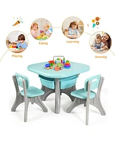 Gouun In/Outdoor 3-Piece Plastic Children Play Table & Chair Set
