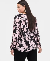 INC Plus Printed Surplice-Neck Blouse, Exclusively at Macy's