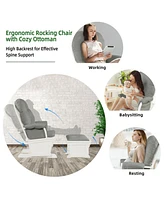 Gouun Wood Baby Glider and Ottoman Cushion Set with Padded Armrests for Nursing