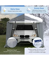 Gouun 10 x 16 Feet Outdoor Heavy-Duty Carport with 2 Doors-10 x 16 ft