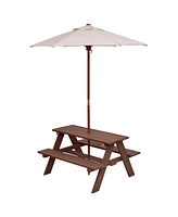 Gouun Outdoor 4-Seat Kid's Picnic Table Bench with Umbrella