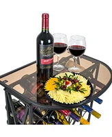 Sorbus Wine Rack Stand Bordeaux Chateau Style with Glass Table - Holds 30 Bottles