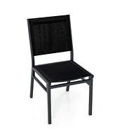 Gymax Outdoor Dining Chairs w/ Breathable Seat Backrest Heavy-Duty Aluminum Frame