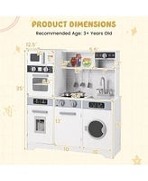 Gymax ids Play Kitchen Toy Set w/ Water Dispenser Sink Faucet Microwave Oven Utensils