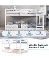 Gouun Twin Size Bunk Bed with High Guardrails and Integrated Ladder
