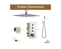 Casainc 12 inch Suspended Ceiling Rectangular Handheld Shower Set