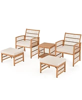 Gouun 5 Piece Patio Wicker Sofa Set with Seat and Back Cushions