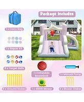 Gouun Kids Bounce House with Slide and 2 Boxing Columns Bouncy Castle for Party with 480W Blower