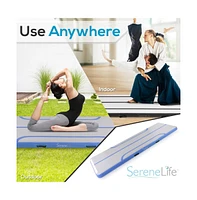 SereneLife 9.8 ft. Tumbling Gymnastics Inflatable Air Mat with Electric Air Pump, Blue