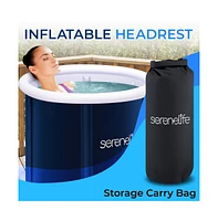 SereneLife Inflatable Cold Plunge Tub with Insulated Design and Neck Support, Black