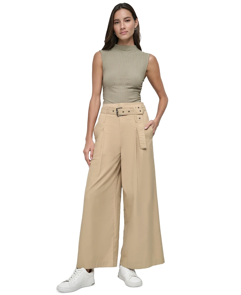 Dkny Jeans Women's High-Waist Pleated Cotton Trousers - TVN