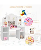 Gouun Kids Tri Folding Mirror Makeup Dressing Vanity Table Set