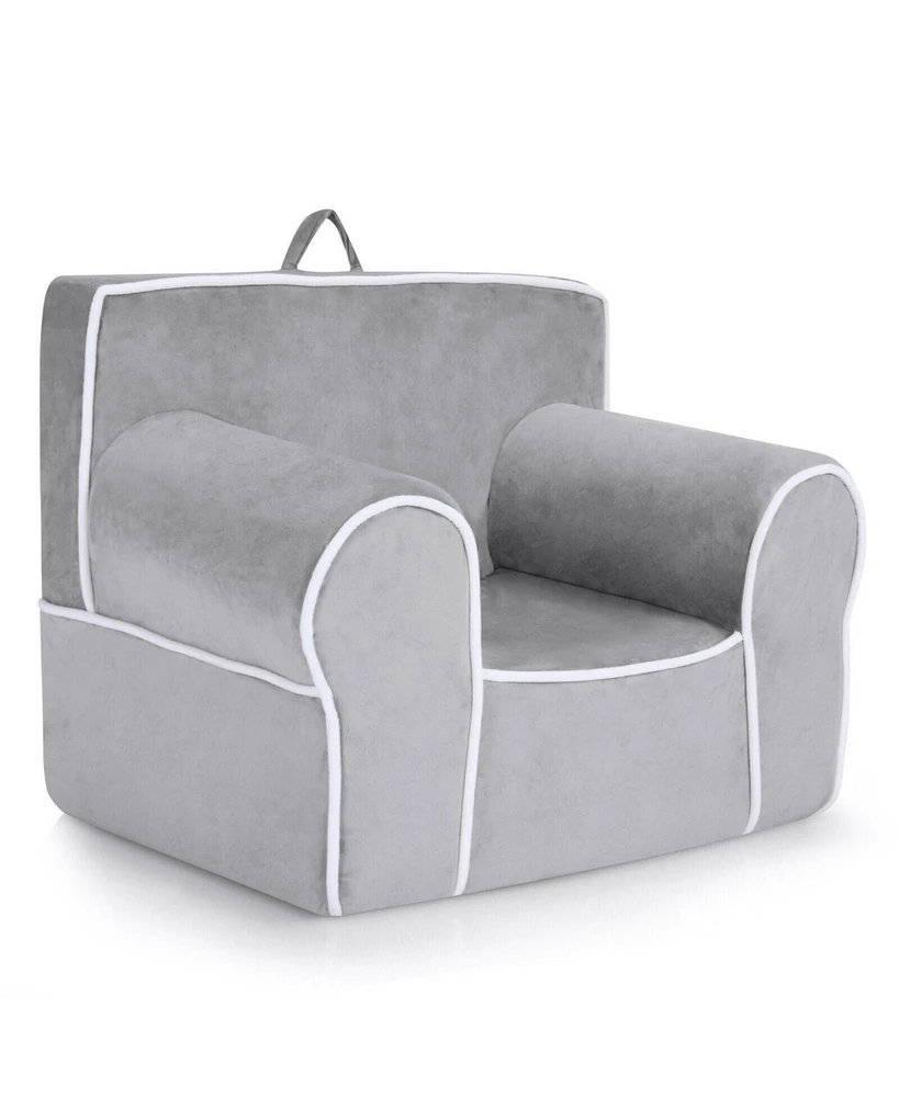 Gouun Upholstered Kids Sofa with Velvet Fabric and High-Quality Sponge