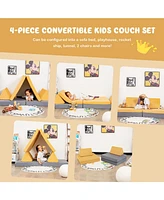 Gouun 4 Pieces Convertible Kids Couch Set with 2 Folding Mats