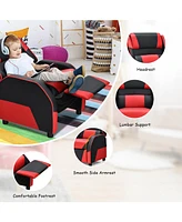 Gouun Kids Youth Pu Leather Gaming Sofa Recliner with Headrest and Footrest