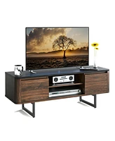 Gouun Wooden Tv Stand with 2-Door Storage Cabinets for for TVs up to 55 Inch