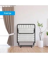 Gouun Rollaway Folding Bed with Memory Foam Mattress and Sturdy Metal Frame Made in Italy