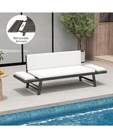 Gouun Outdoor Convertible Sofa Daybed with Adjustable Armrests for Balcony-Off
