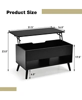 Gouun 31.5 Inch Lift Top Table with Hidden Compartment and 2 Storage Shelves