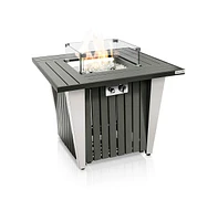 SereneLife 50,000 Btu Propane Gas Fire Pit Table with Tempered Glass Wind Guard