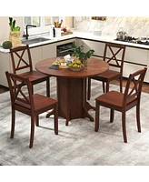 Gouun Round Dining Table with Pedestal Base for 4-6 People