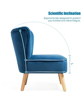 Gouun Modern Armless Velvet Accent Chair with Wood Legs