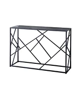 Kings Brand Furniture – Macon Modern Console Sofa Table, Black Metal Frame & Gray Wood - Perfect for Entryways and Living Rooms