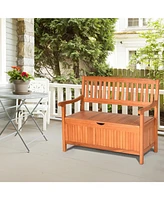 Gouun 33 Gallon Wooden Storage Bench with Liner for Patio Garden Porch