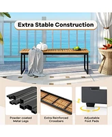 Gouun Set of 2 Patio Dining Bench for 2-3 Person Indoor Outdoor