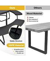 Gouun 8-Person Outdoor Picnic Table and Bench Set with Umbrella Hole