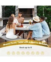 Gouun 8-Person Outdoor Picnic Table and Bench Set with Umbrella Hole