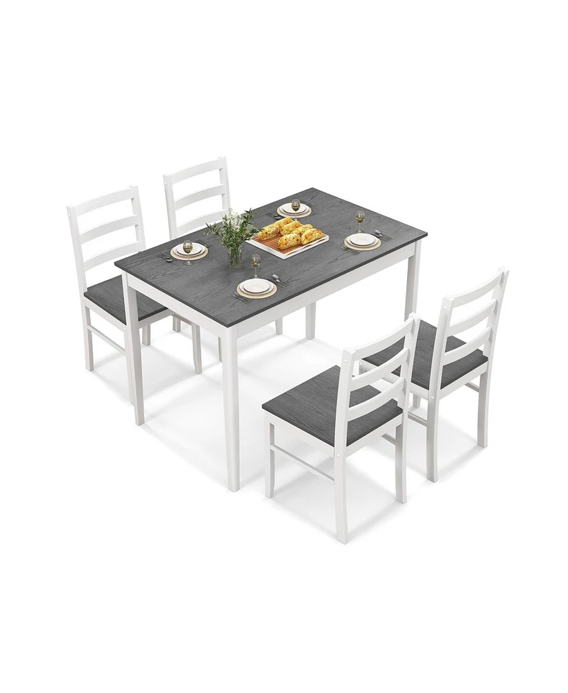 Gouun 5-Piece Wooden Dining Set with Rectangular Table and 4 Chairs