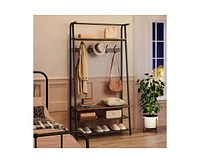 gaomon Coat Rack Shoe Bench, 4-in-1 Hall Trees Entryway Bench with Coat Rack and Shoe Rack