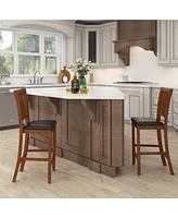 Gouun 2-Piece Bar Chair Set Counter Height Bar Stool with Backrest