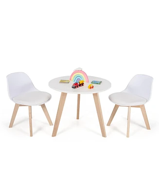 Gouun Modern Kids Activity Play Table and 2 Chairs Set with Beech Leg Cushion