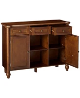 Kings Brand Furniture Hansen 2-Door Walnut Wood Buffet Table, Walnut