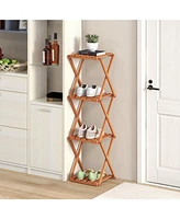 Gouun 4-Tier Folding Plant Rack and Free Standing Shoe Rack