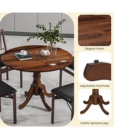 Gouun Wooden Dining Table with Round Tabletop and Curved Trestle Legs