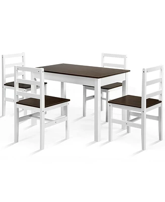 Gouun 5 Pieces Solid Wood Compact Kitchen Dining Set