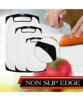 Belwares Cutting Boards for Kitchen, Plastic Chopping Board Set of 3 with Non-Slip Feet and Deep Drip Juice Groove, Easy Grip Handle, Bpa Free, Dishwa