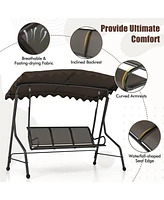 Gouun 3-Seat Outdoor Porch Canopy Swing with Adjustable Shading
