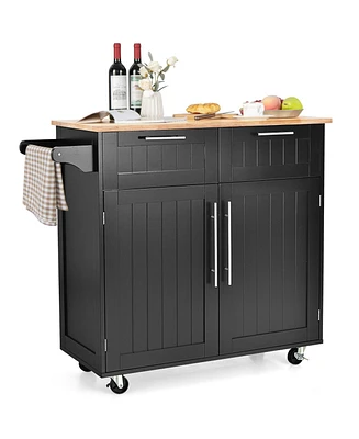 Gouun Heavy Duty Rolling Kitchen Cart with Tower Holder and Drawer