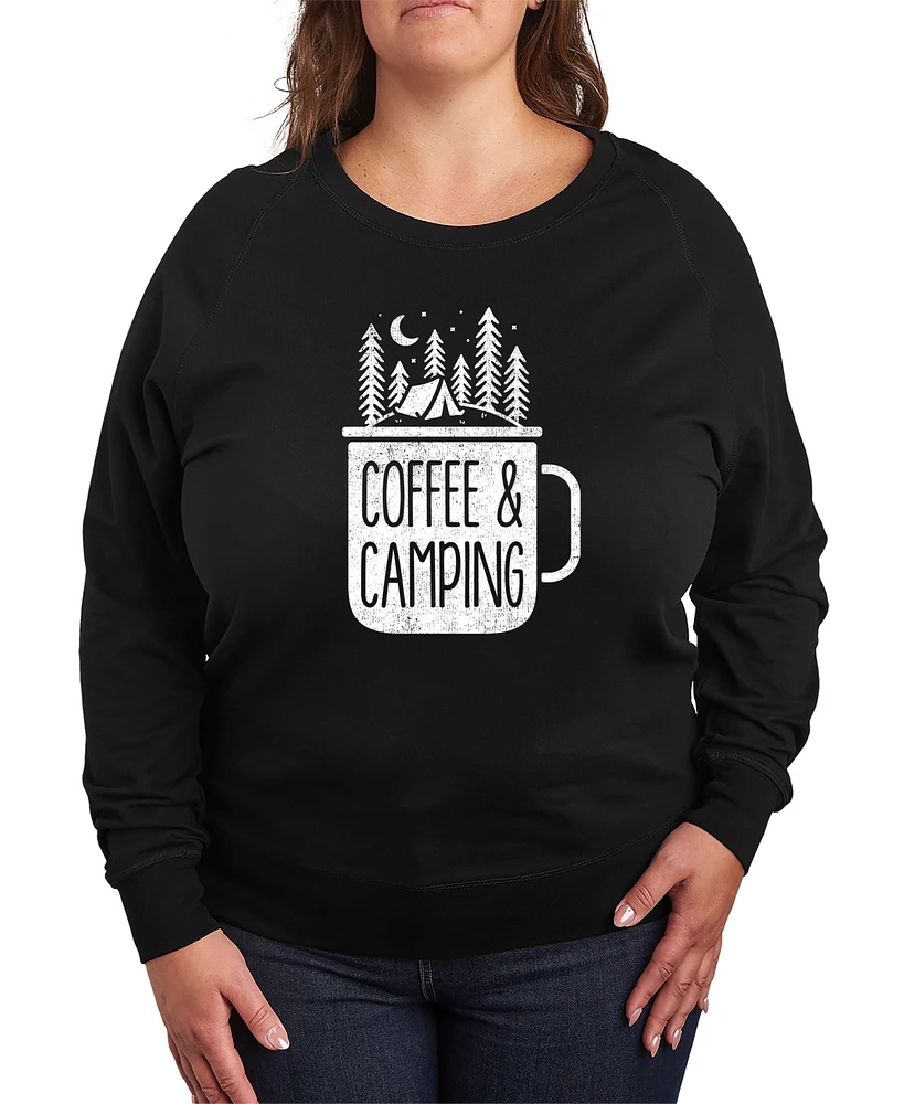 Hybrid Apparel Plus Trendy Coffee Camping Graphic Pullover Top